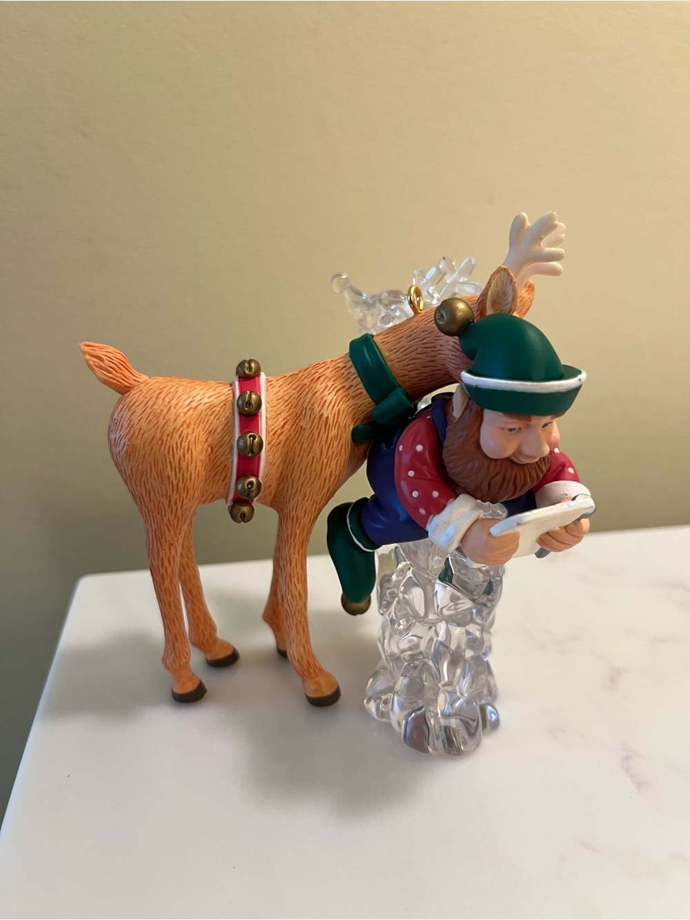 1998 Vintage Holiday Elf and Reindeer Christmas Ornament